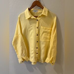 **Siliteelon Women’s Button Down Shirt – Yellow, XL**